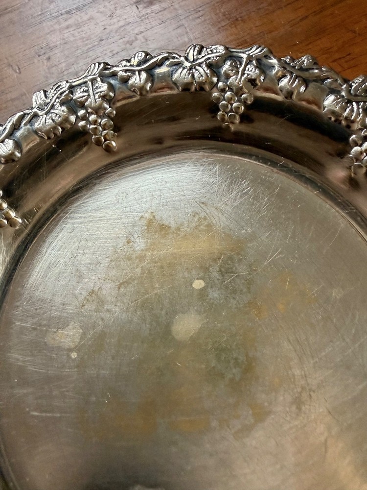2 SILVER PLATED COASTERs-VINTAGE SMALL PLATES