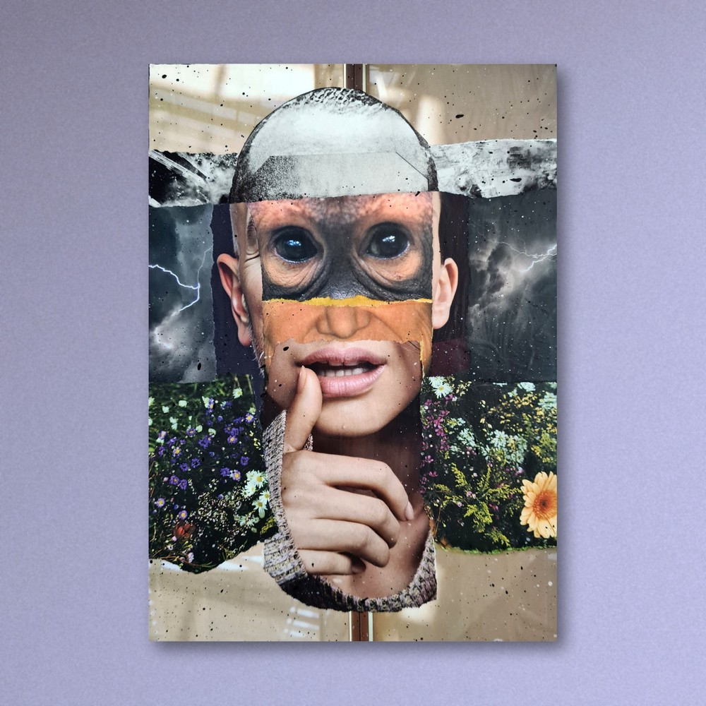 SALE: Original Collage Art Study : "Monkey Business" : A4 Double Sided