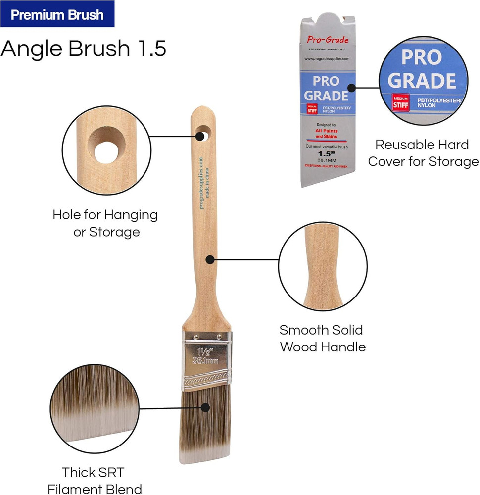 Paint Brushes - (6 Pack) Variety Angle Paint Brushes