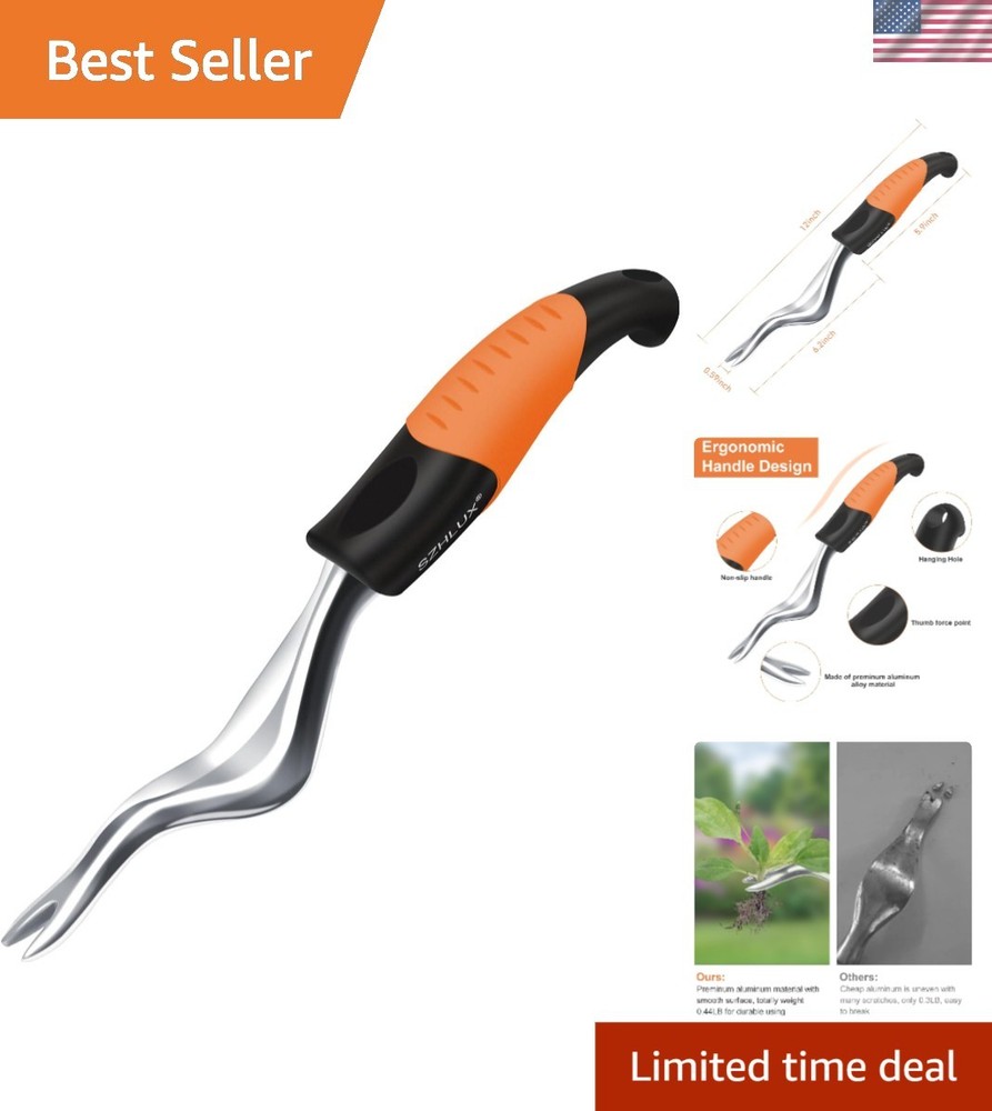 Versatile Weed Puller Tool - Ergonomic Orange Design for Comfortable Gardening