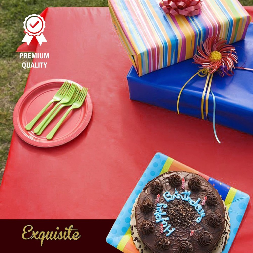 Exquisite Peach Plastic Rectangular Tablecloth 54x108inch, 48 Count - Disposa...