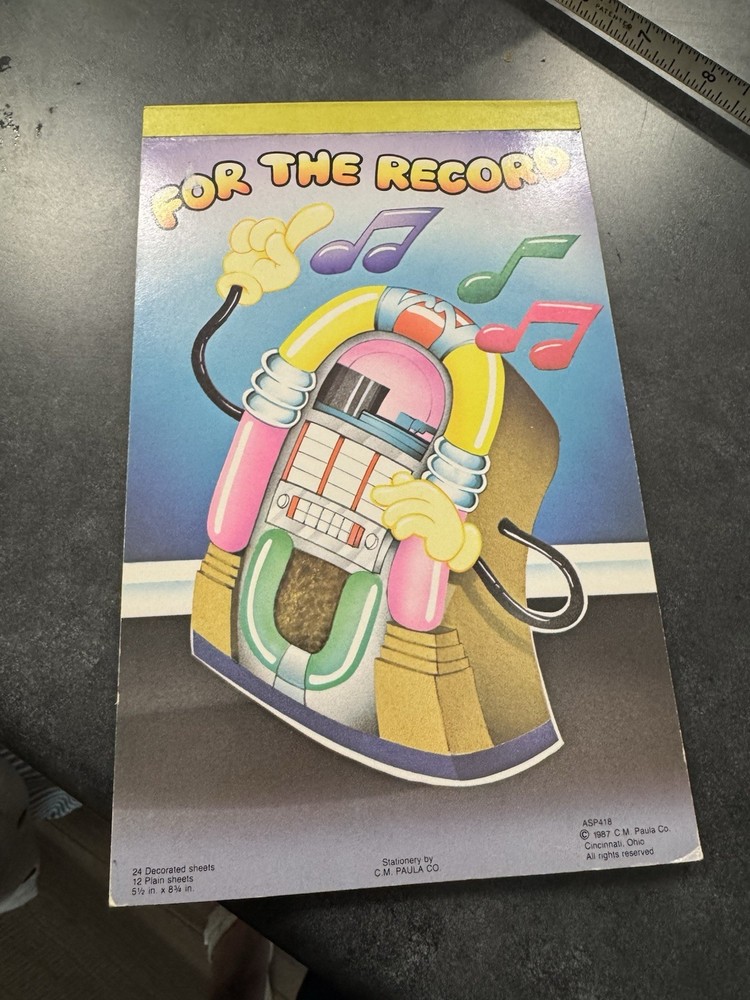 Vintage 1987 “For The Record” Notepad