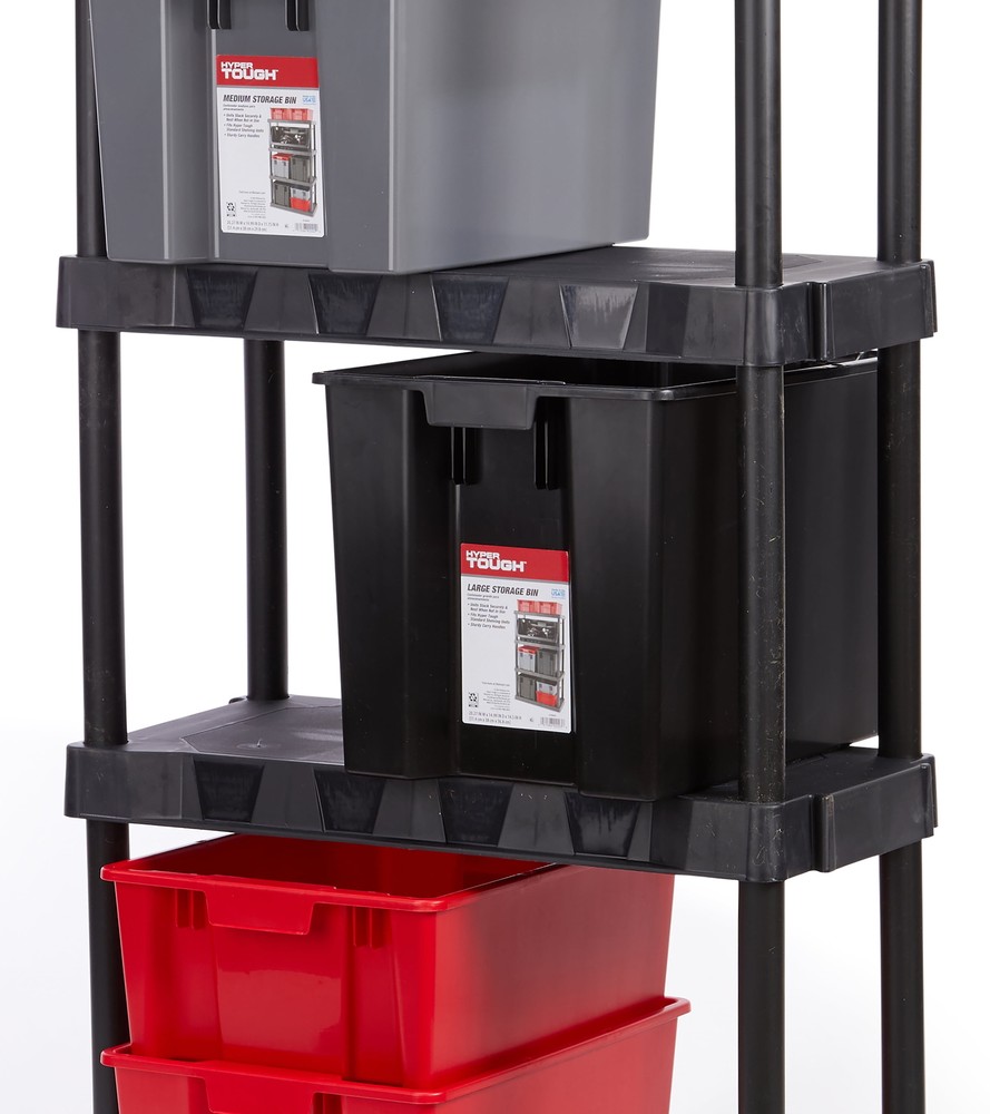 Garage Plastic Storage Bin Large Nesting Stacking, Black