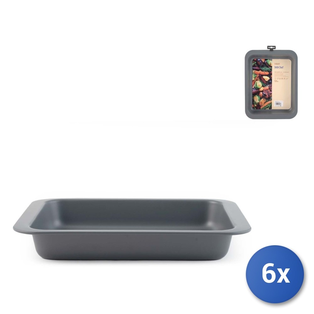H&H Deli Chef Nonstick Rectangular Aluminum Baking Pan, Gray