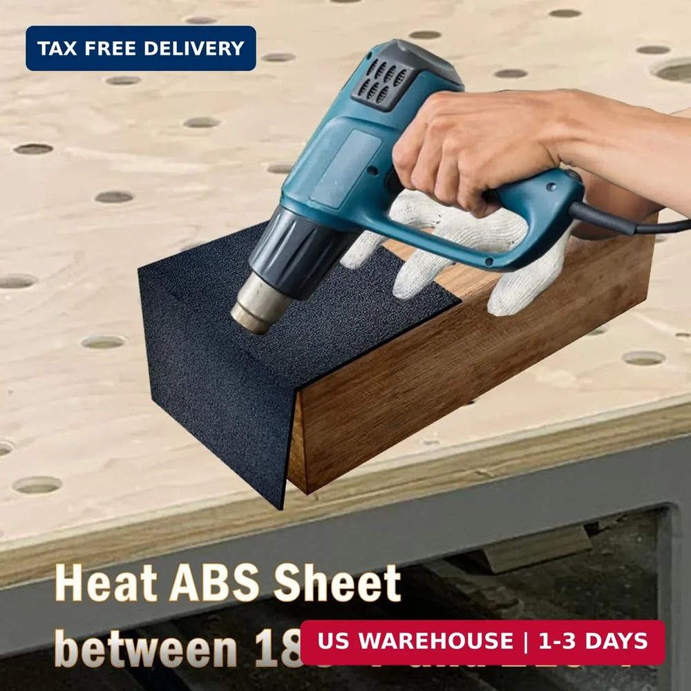 ABS Plastic Sheet 1/4 Inch Thick 12" x 24" (2-Pack)，Black Rigid Moldable Panel w