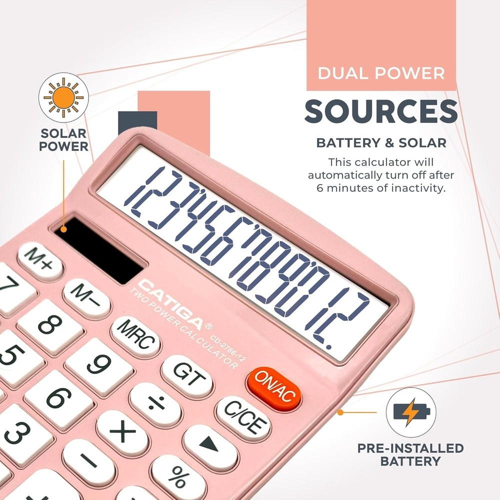 Versatile Standard Function Desktop Calculator Set with Large LCD - 12 Digits