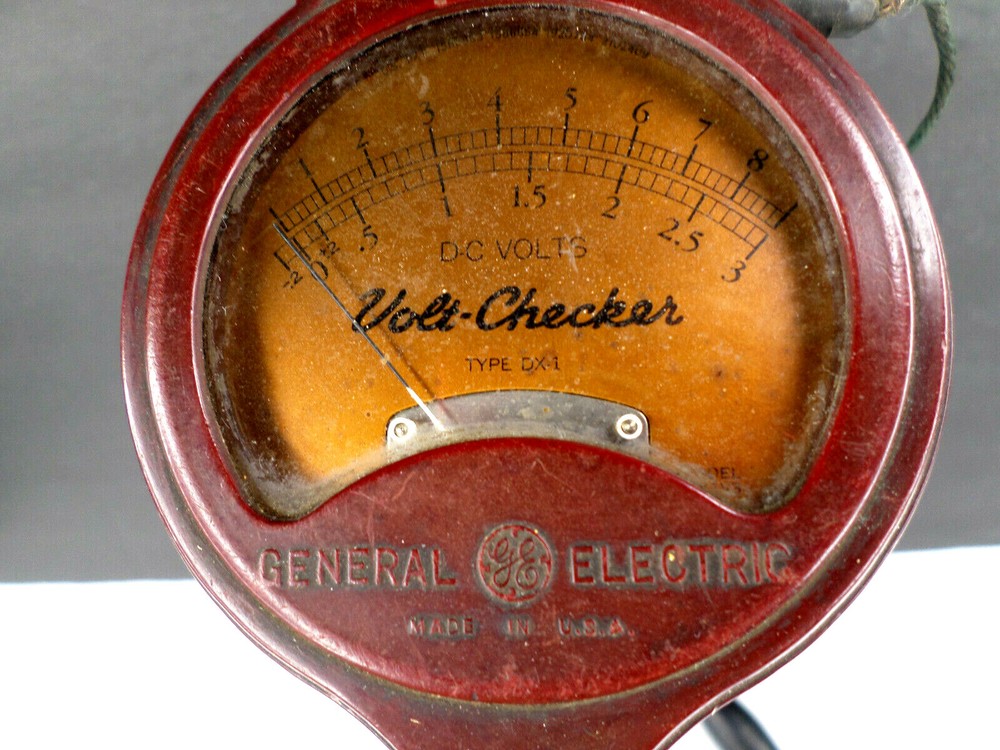 GE Volt Checker Type DX-1 (9V RANGE NOT WORKING) RARE Voltmeter Dk Red Bakelite