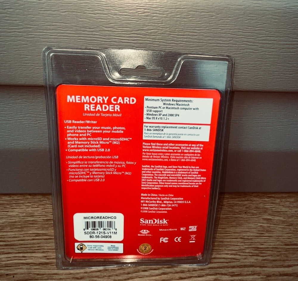 SanDisk MobileMate Micro Memory Card Reader SSDR-121S-V11M. New/Sealed