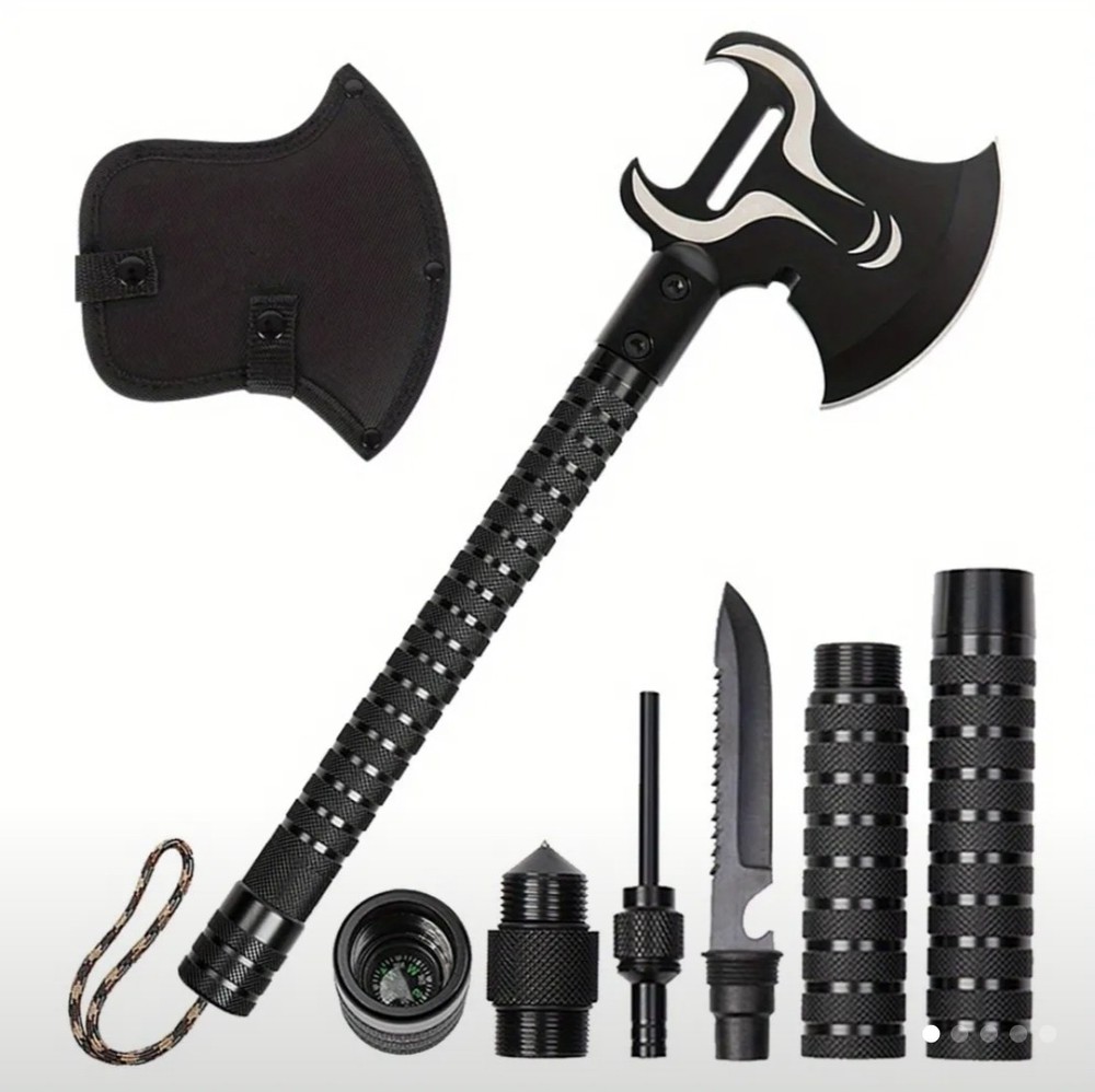 Multi-Function Survival Axe Kit - Camping Axe & Hatchet - Multitool Folding Axe