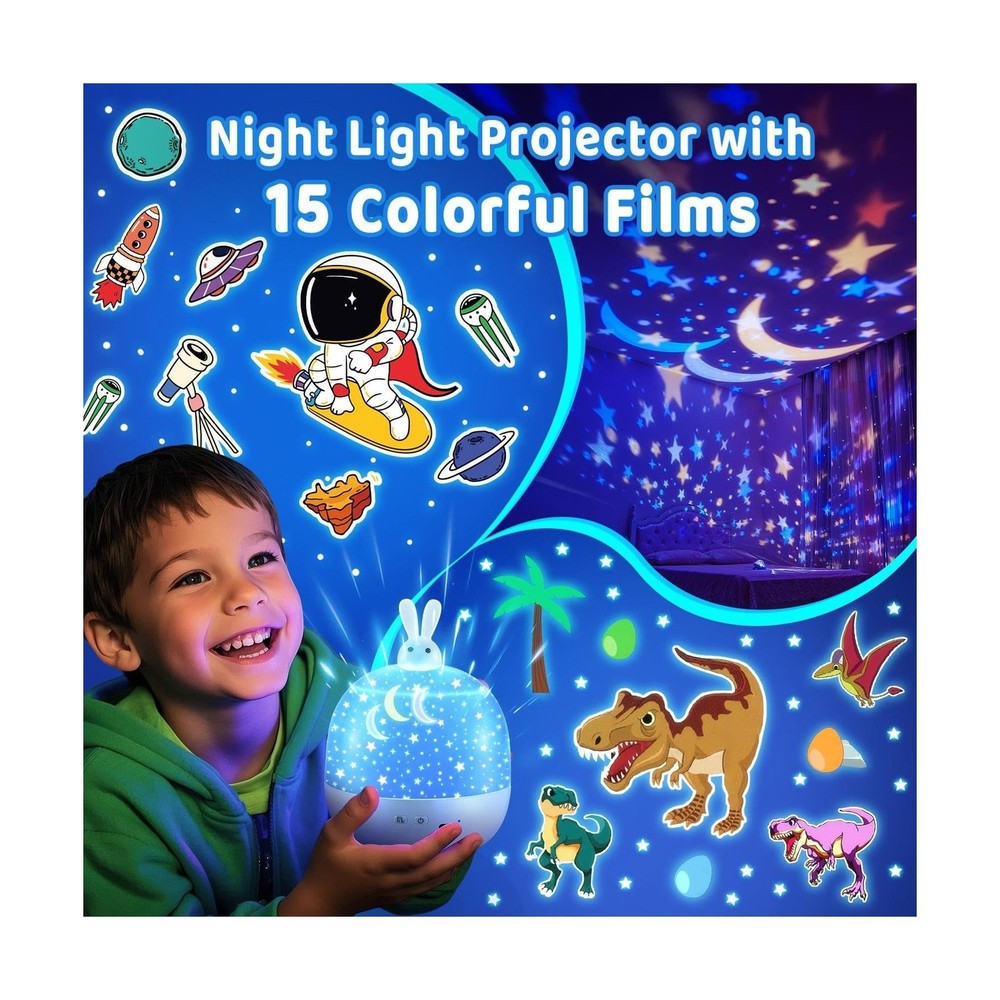 One Fire Dinosaur Night Light Projector, with 15 Films & Bluetooth ... Fast Ship