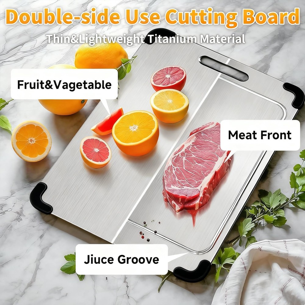 Premium Titanium Cutting Board with Dual Knife Sharpener, Coarse & Fine Sharp...