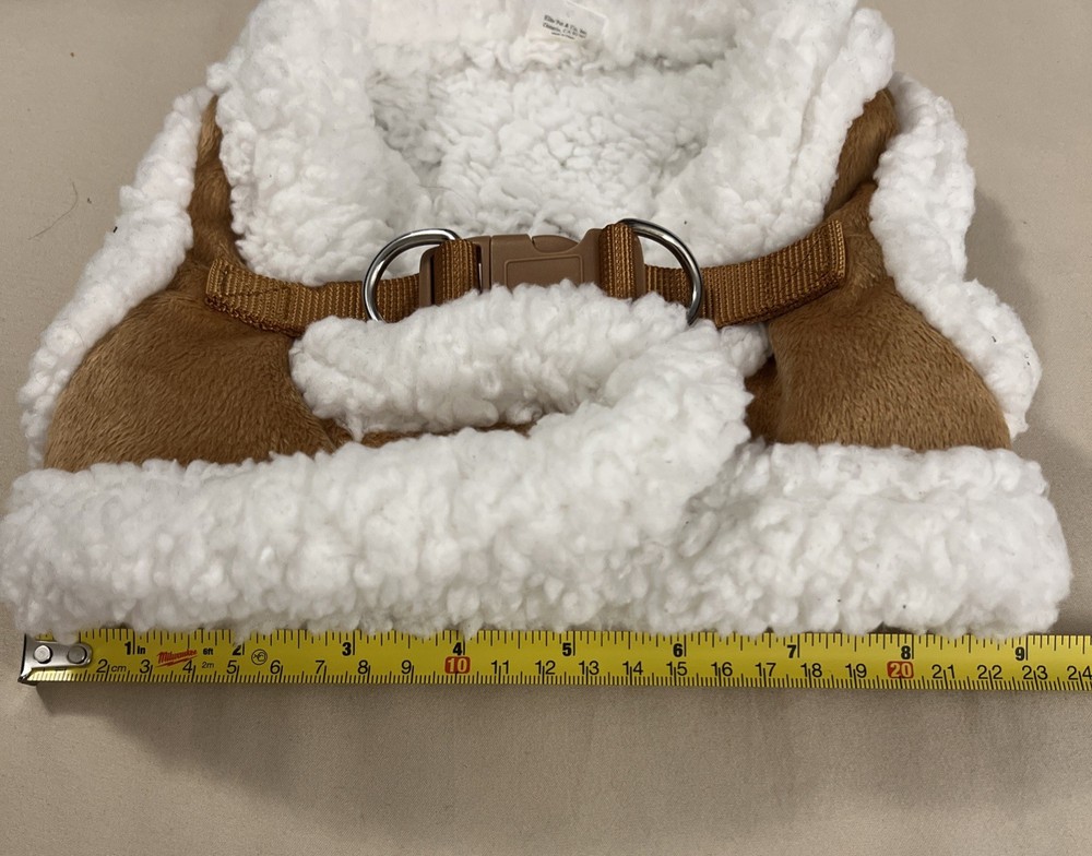 Tan Shearling Harness Vest Dog Puppy Size Medium