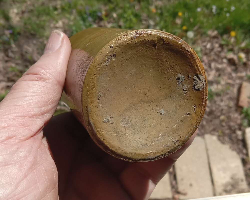 1870s BLACKING BOTTLE EMBOSSED STONEWARE WIDE MOUTH BOOT BLACKING BOTTLE