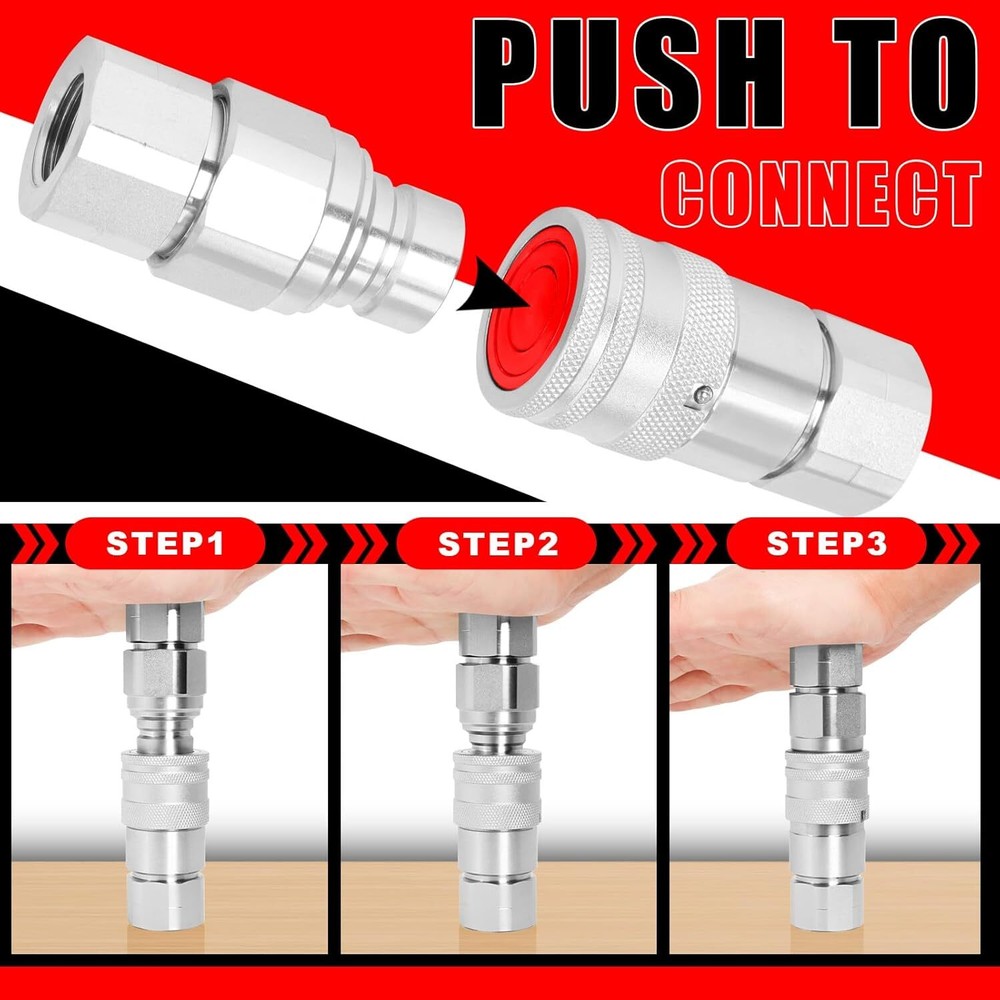 3/4" NPT Flat Face Hydraulic Quick Connect Coupler Skid Steer Bobcat 2 Sets