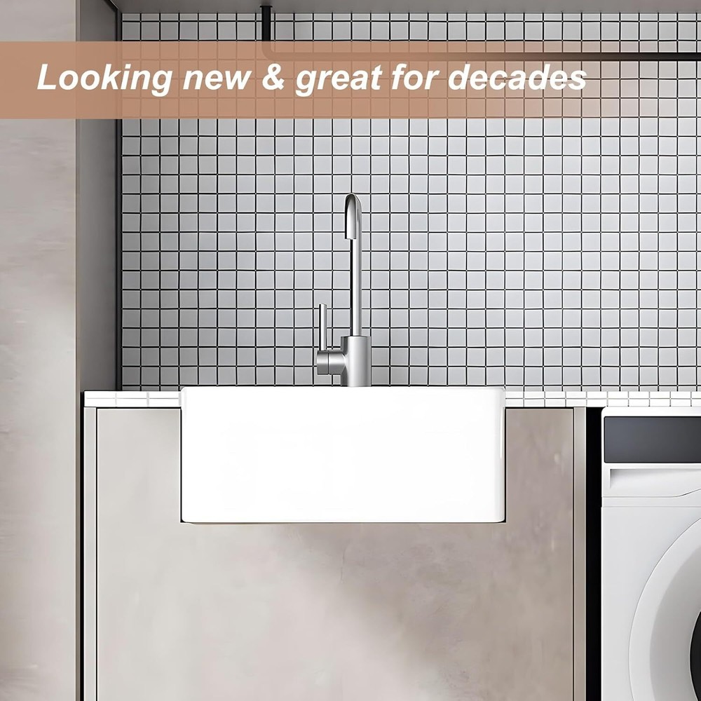 24''White Undermount Fireclay Apron Front Ceramic Drop in Farmhouse Kitchen sink