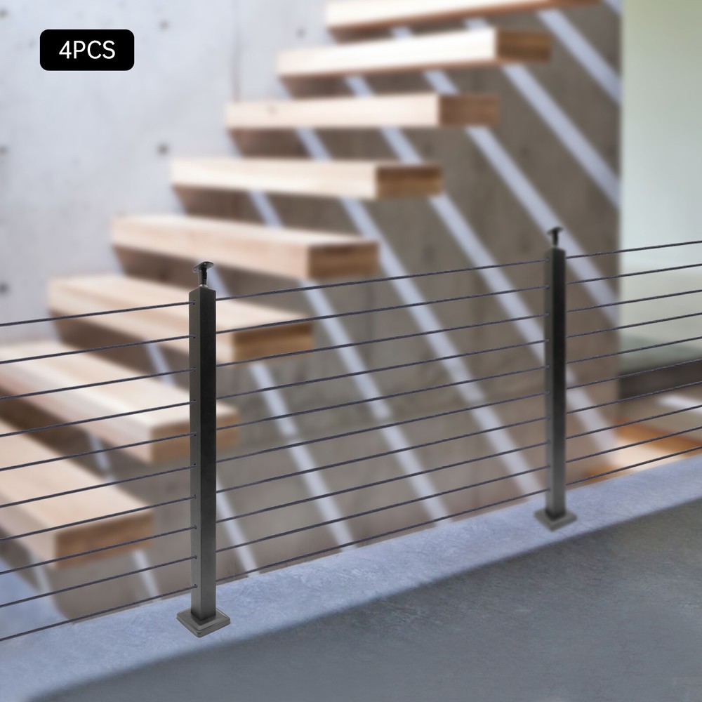4X Cable Railing Post Railing Column 36"x2"x2" Level drilled Post Adjustable Top