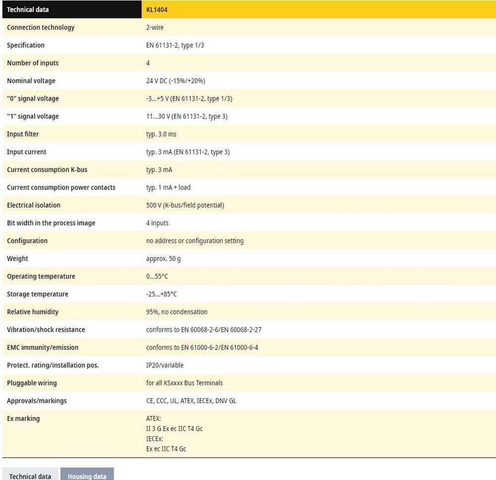BECKHOFF KL1404 Digital Input Module 4-channel 24 V DC New✦KD