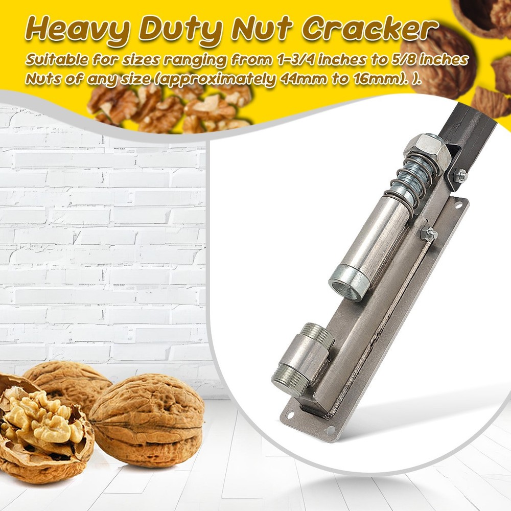Heavy Duty Black Walnut Nut Cracker Wall Mount for Macadamia Hickory - Unpainted