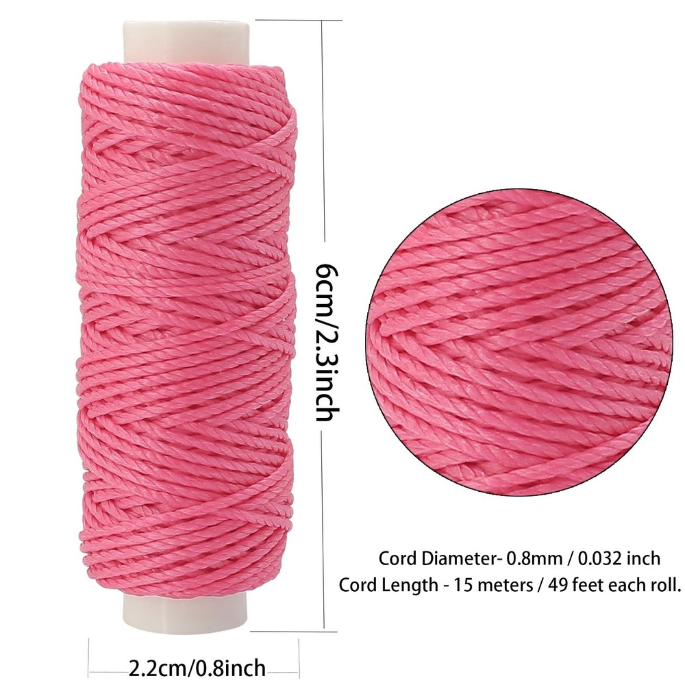 12 Colors Wax Thread Waxed Cords Polyester Leather Sewing Thread Wax Strings ...