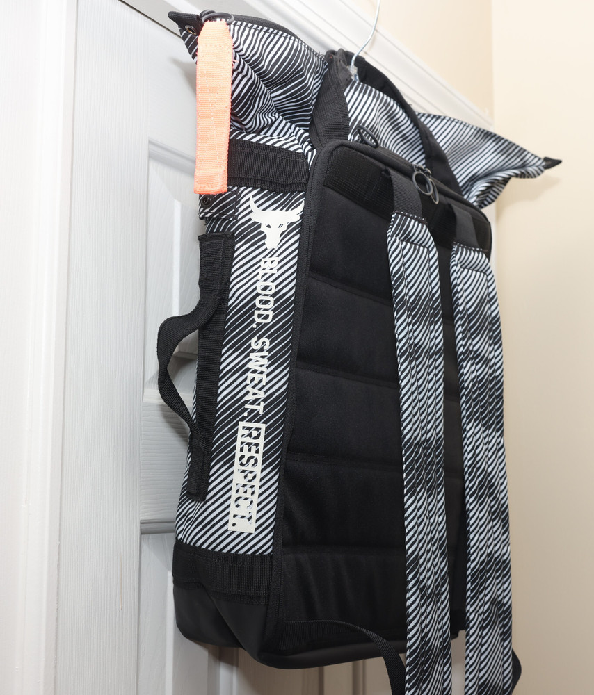 Under Armour Project Rock Top Loading Backpack UA Training Black White Classic