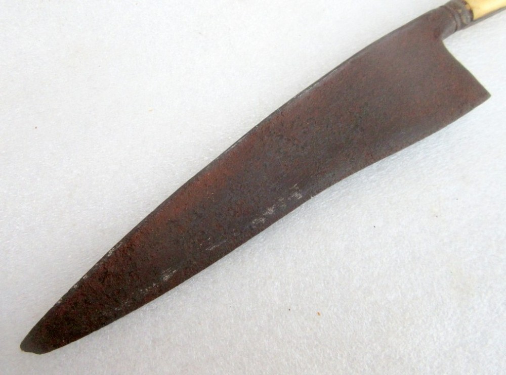 1900's Antique Hand Forged Solid Beautiful Shape Iron Bone Hilt Knife Dagger