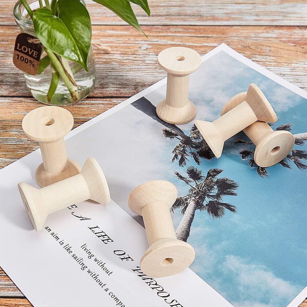 20PCS Wooden Empty Spool Empty Thread Spools 1.2” x 2” Natural Wire Weaving B...