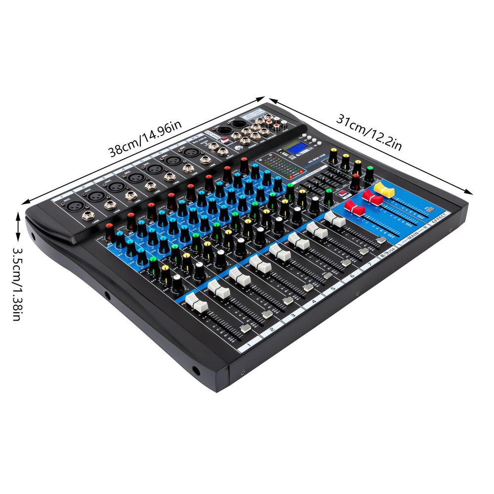 8 Channel Professional Bluetooth Live Studio Audio Mixer USB Mixing Console