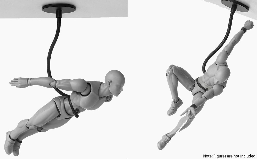 Action Figure Stand with Magnetic Base –Stop Motion Rig 2 Pack Black