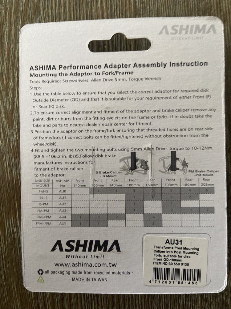 Ashima AU31 Post Mount Adapter