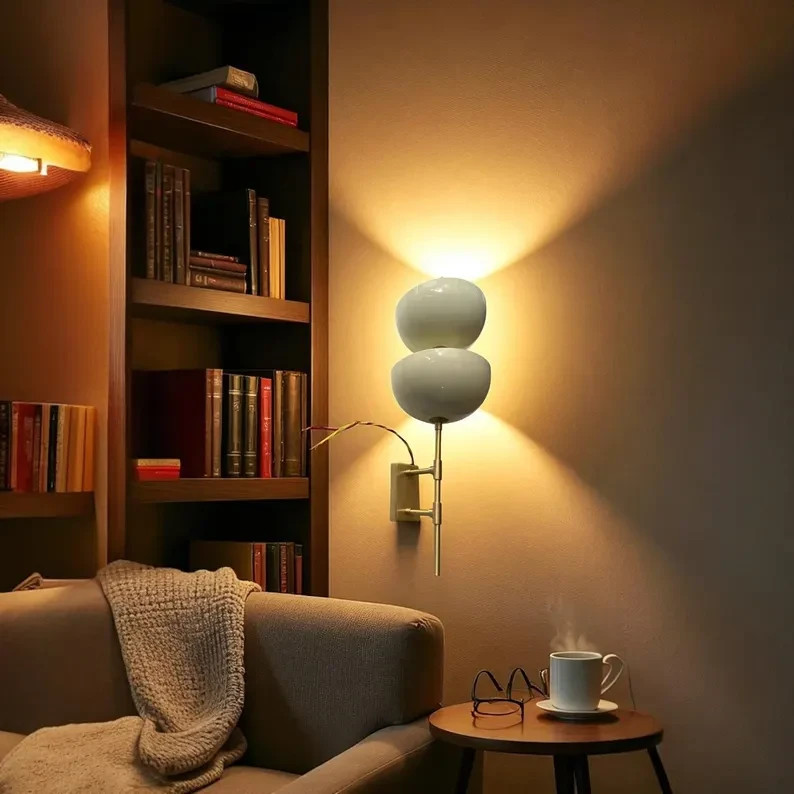 Brass & White Dome Wall Sconces: Modern Minimalist Vanity Lighting