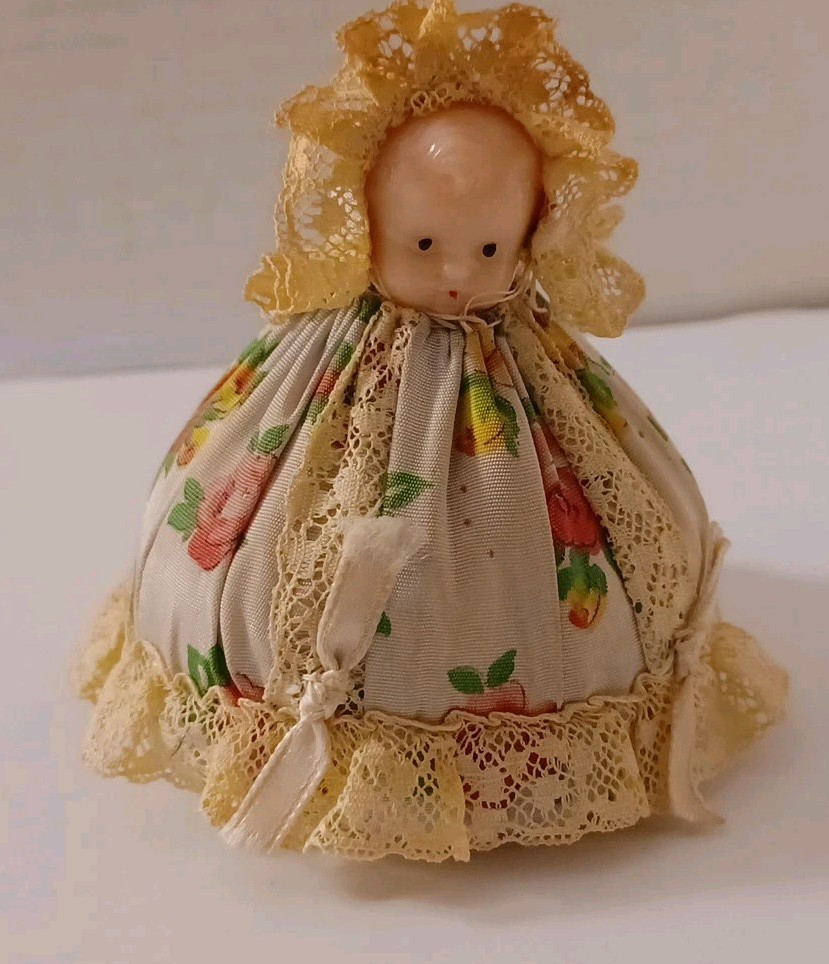 Vintage Pin Cushion Doll With Celluloid Head