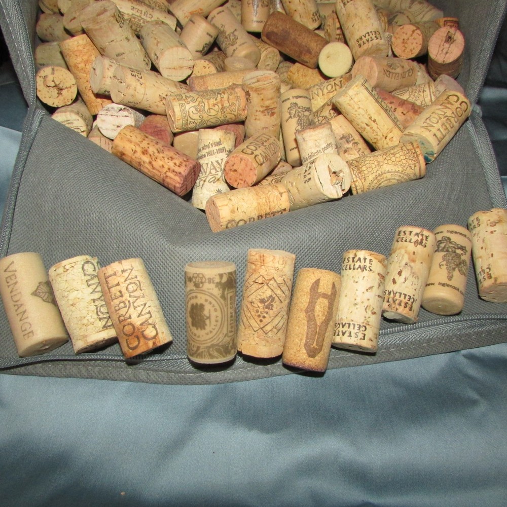 wine CORKS mixed brands for crafts 30 for $2 (white bg bdrm)