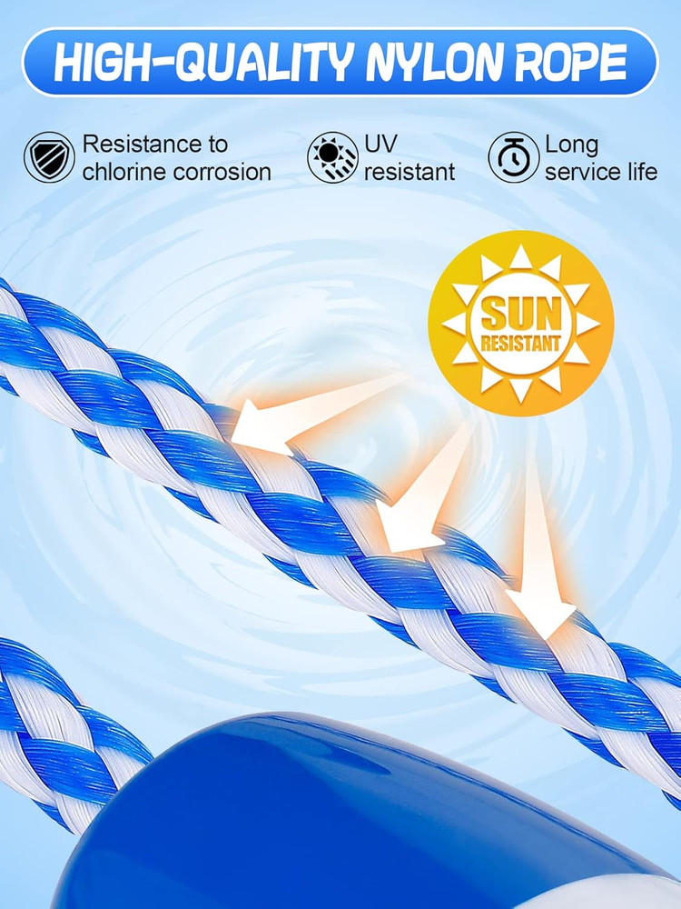 16Ft Pool Safety Rope with Floats - Effective Visibility Floating Rope Divide...