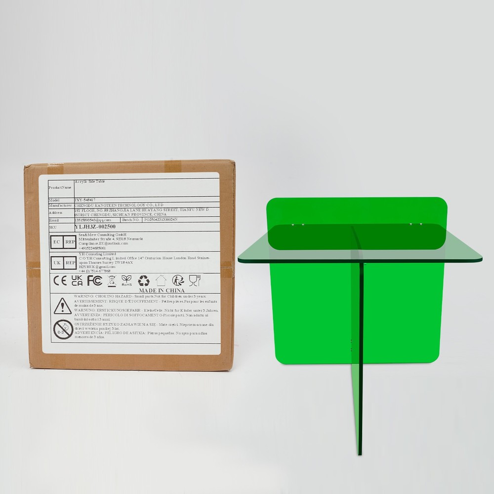 Acrylic Side Table, End Table, Free Standing Green Modern Bedside Table