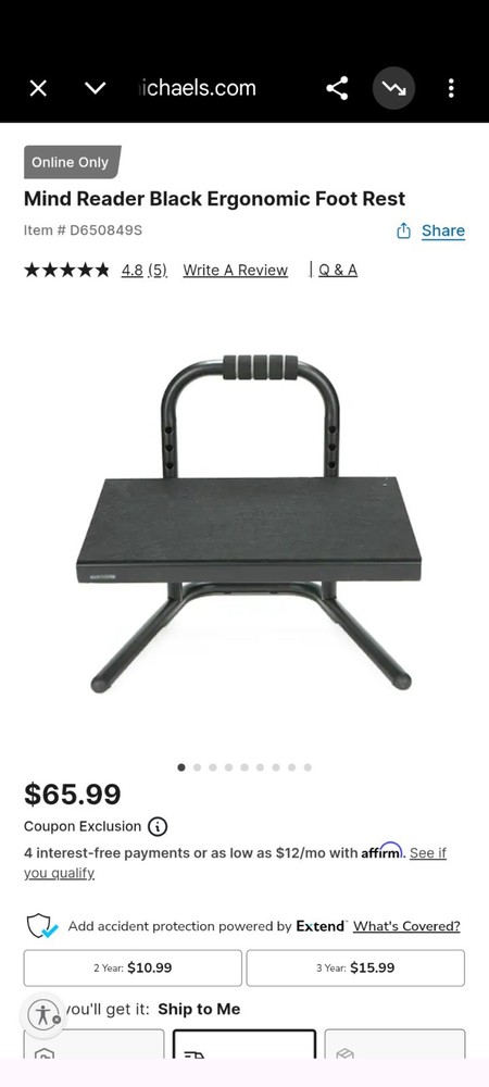 Mindreader Black Ergonomic Height Adjustable Standing Foot Rest Relief Platform