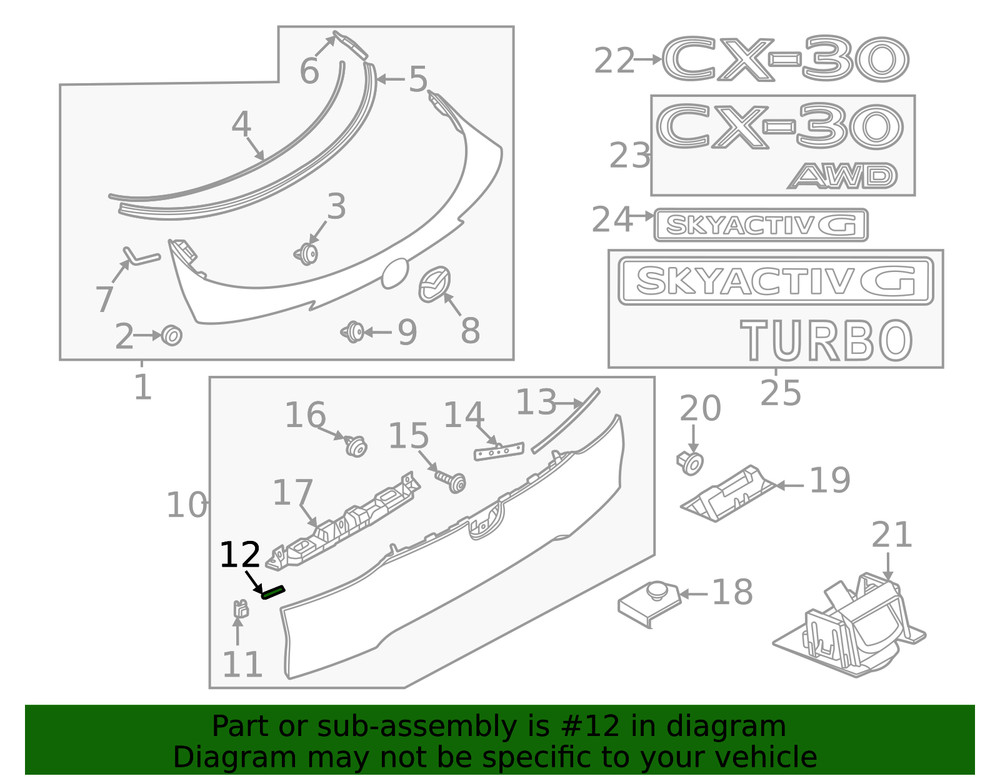 Genuine Mazda Lift-Gate Finish Panel Insulator KB8A-50-814