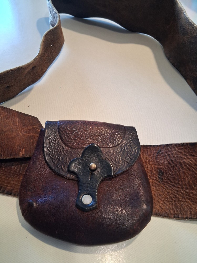 vintage leather ammo belt with pouch