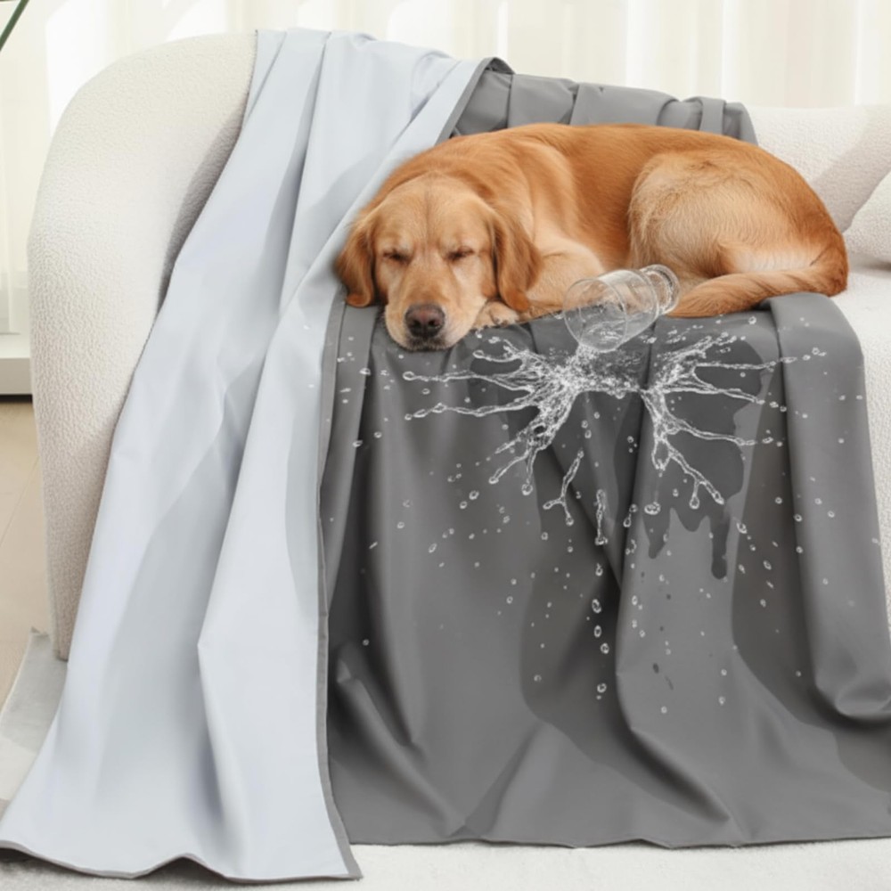 Waterproof Bed Blanket Queen Size 78'' X 82'' Gray Polyester