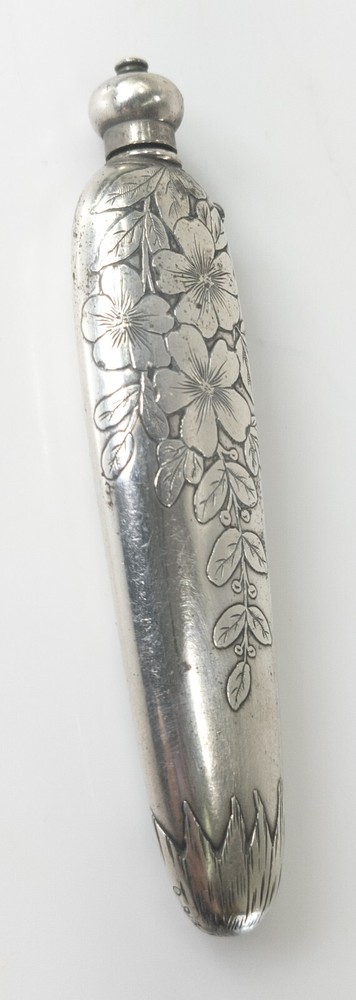 Antique Gorham Sterling Silver Chatelaine Perfume Scent Bottle with Wisteria