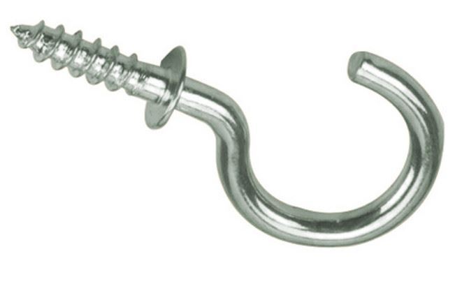 1" Cup Hook w/ Shoulder Nickel Plated (100 PER BAG)