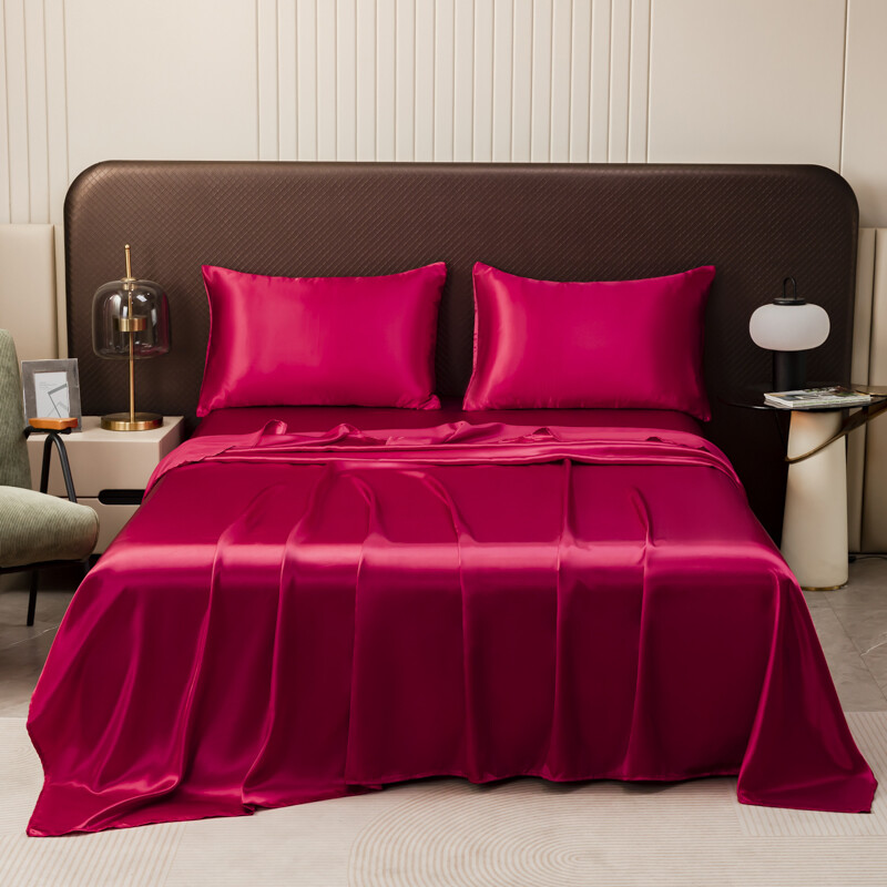Satin Silk For Bedding Flat Bed Sheet / Pillowcase / Flat Sheet Queen/King Bed