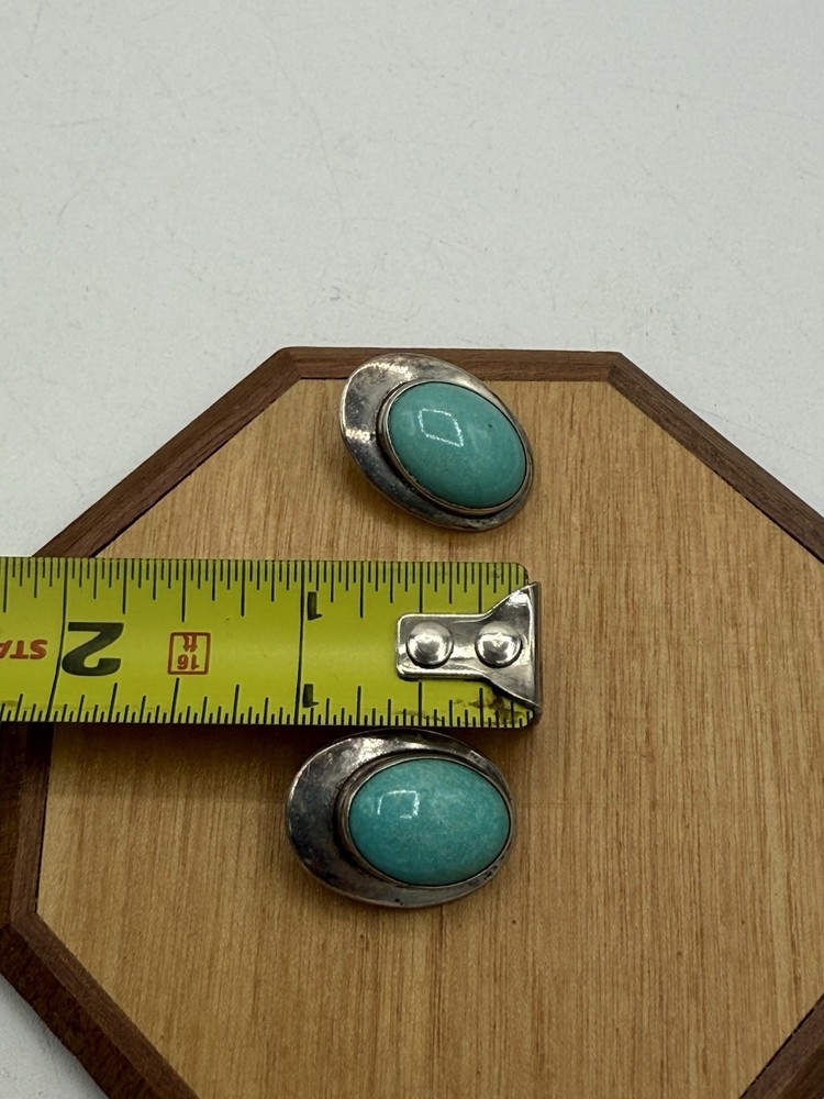 sterling silver turquoise earrings Signed A. Lee