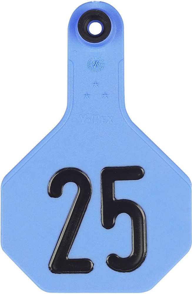 YTex 3 Star Medium Cattle ID Ear Tags Blue Numbered 101-125