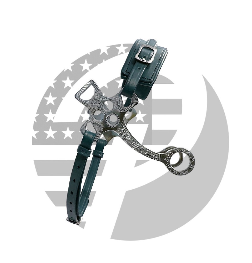 Hackamore Bitless Horse Bit English Western Adjustable Black Leather Engraving