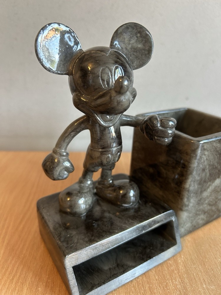 Mickey Mouse Disney Desk Pen Note Holder Pot Hard Plastic Marble Effect