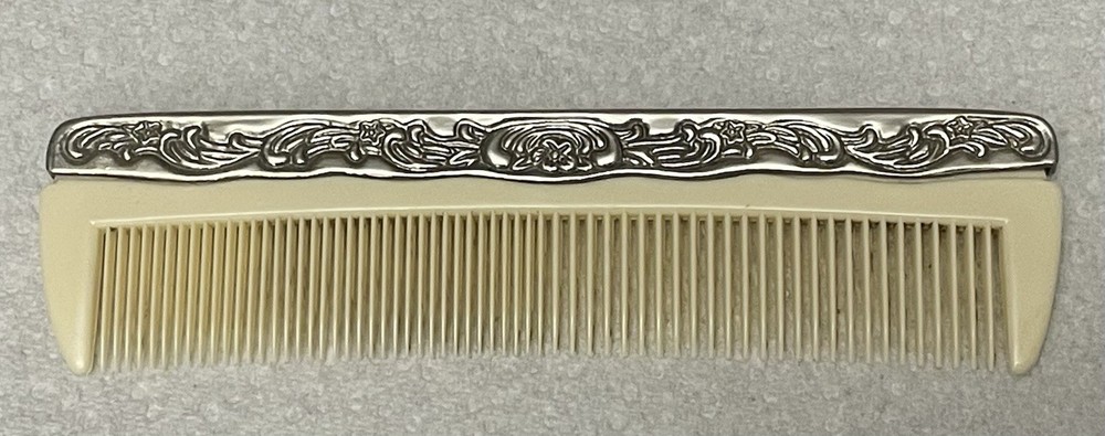 VINTAGE CELLULOID/ SILVERPLATE COMB - EXCELLENT CONDITION