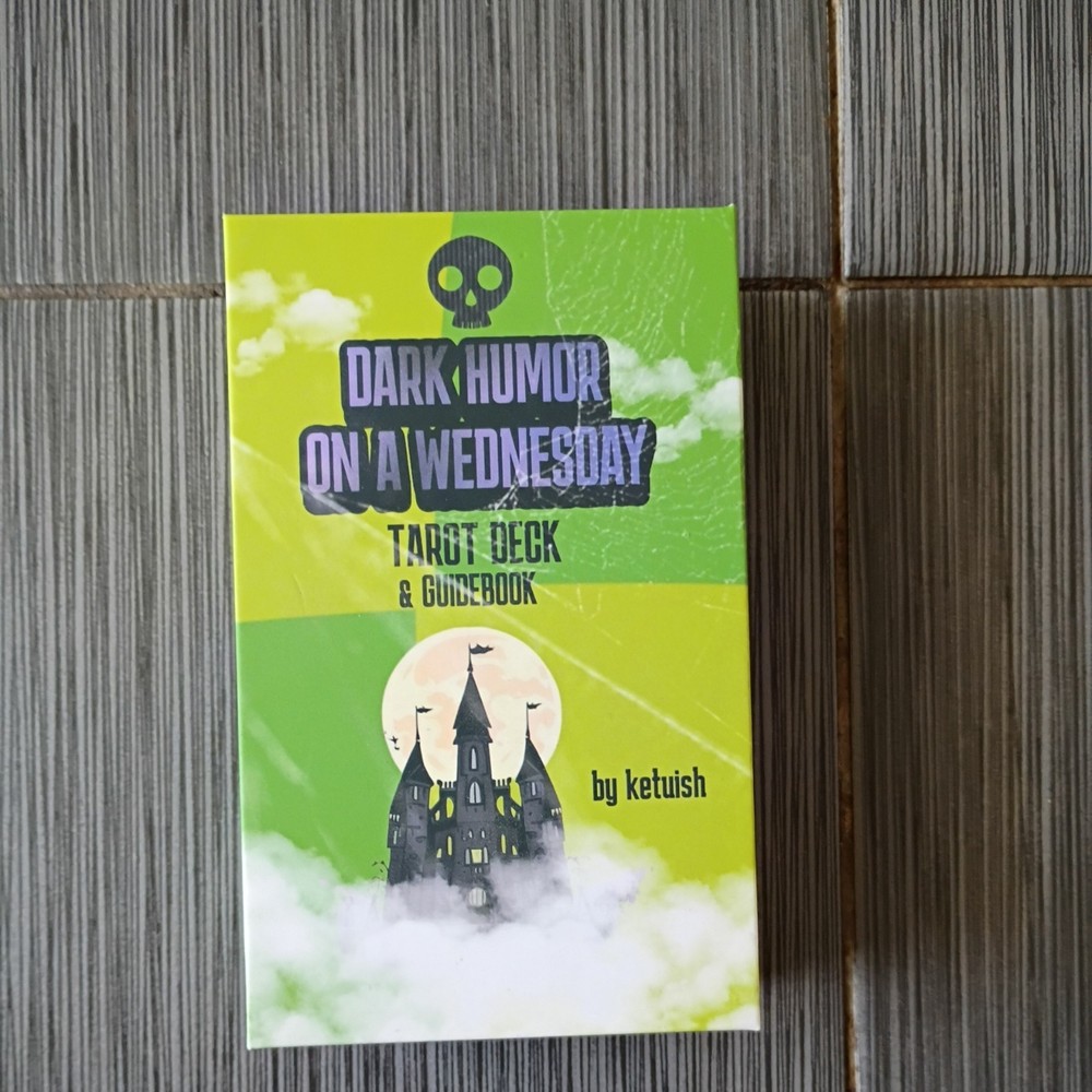 dark humor on a wednesday tarot deck& guidebook