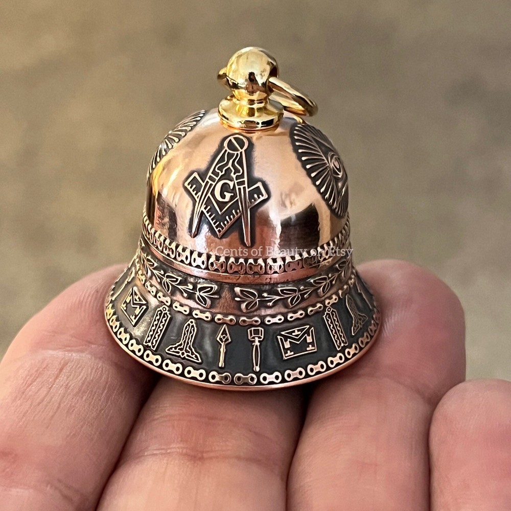 Handcrafted Freemason Bell - Motorcycle Bell - Custom Made From Coins!