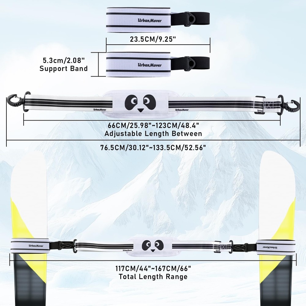 Ski Carrier Strap for Ski and Pole Adjustable Carrying Strap, Padded Shoulder...