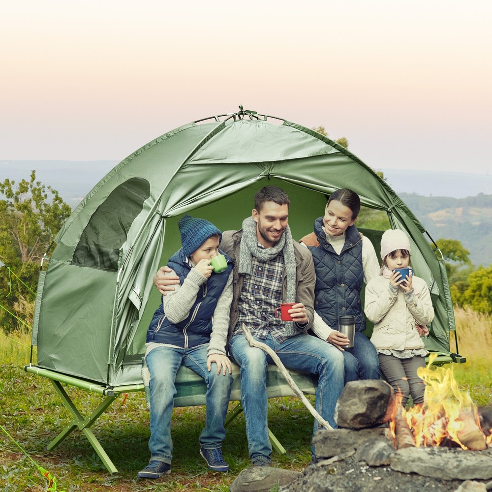 Portable Folding Outdoor Elevated Camp Cot Tent Combo Camping Bed